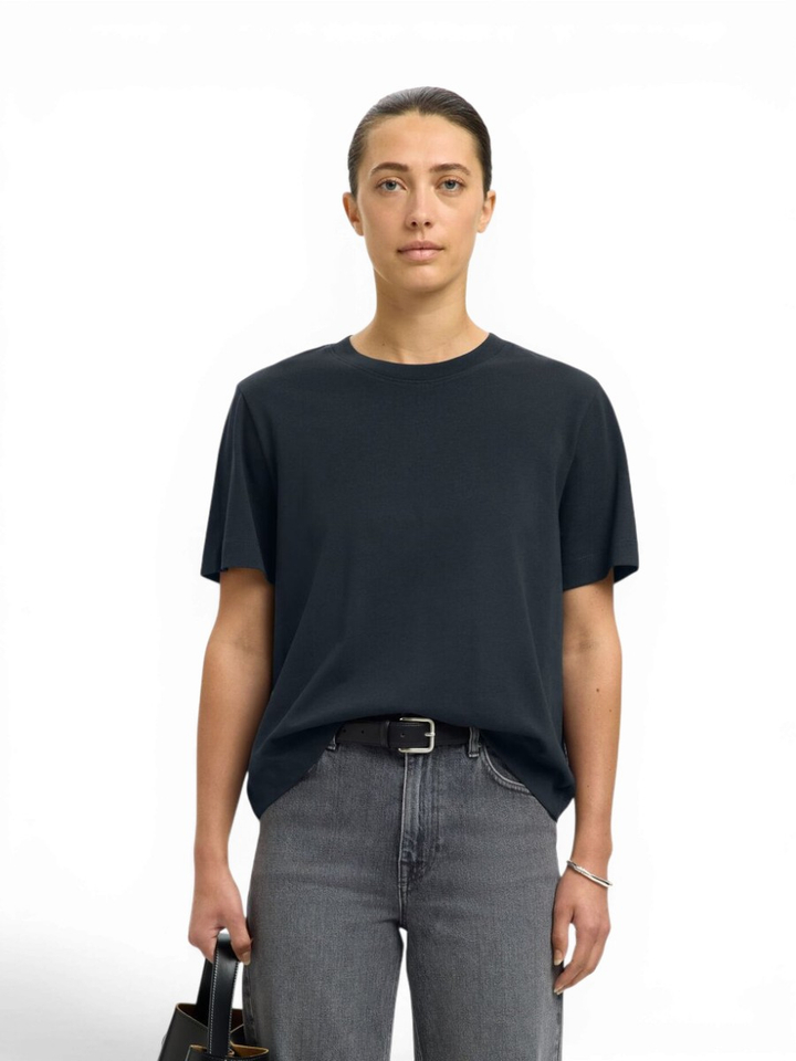Donkerblauwe boxy T-shirt Selected 