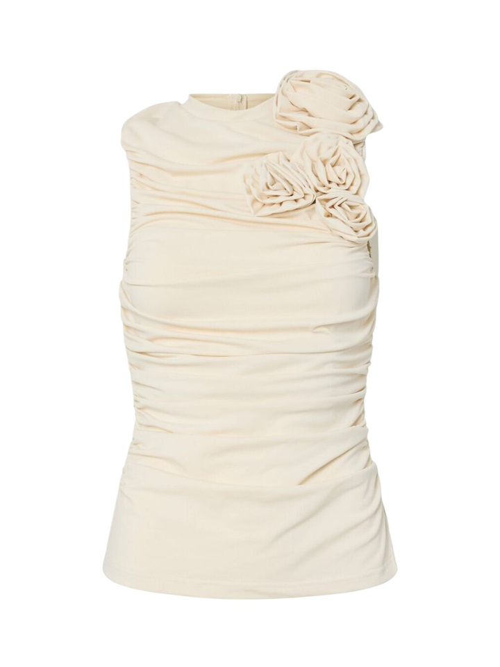 Ecrukleurige top met bloemendetail Yasdona Y.A.S.