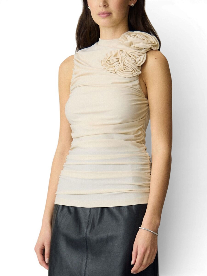 Ecrukleurige top met bloemendetail Yasdona Y.A.S.