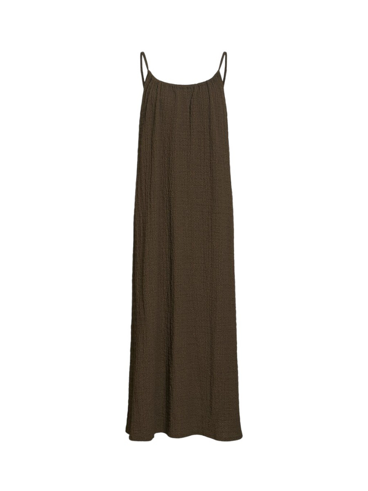 Bruine maxi jurk met bandjes Vila