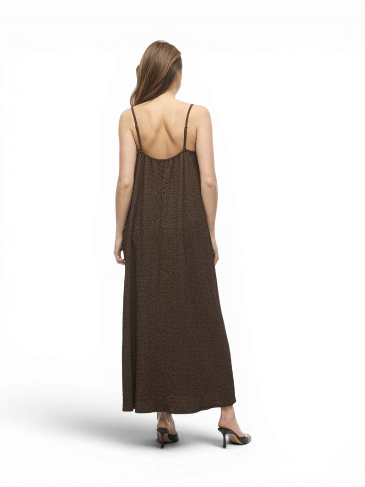 Bruine maxi jurk met bandjes Vila