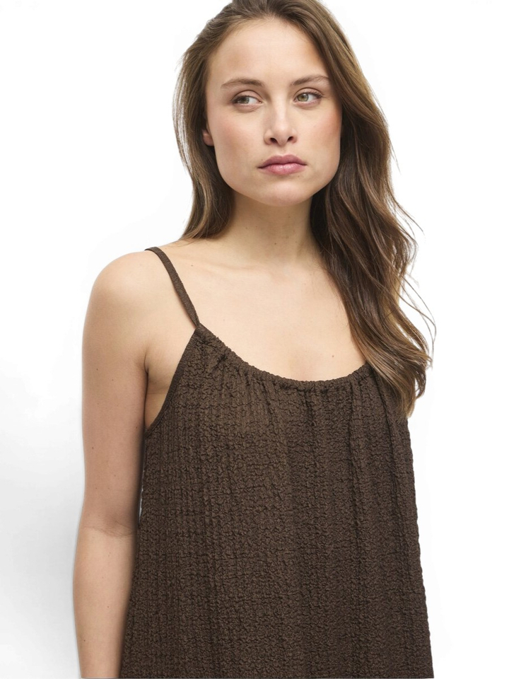 Bruine maxi jurk met bandjes Vila