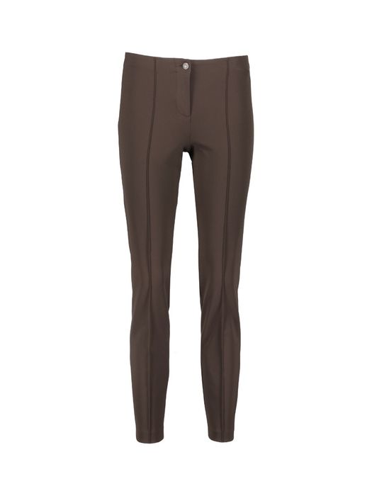 Donkerbruine aansluitende broek met stretch Ros Cambio