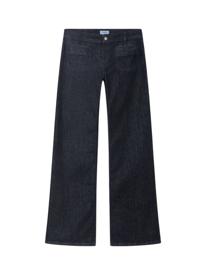 Donkerblauwe straight fit jeans met opgestikte zakken Tess Cambio 