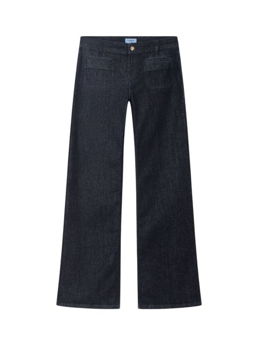Donkerblauwe straight fit jeans met opgestikte zakken Tess Cambio