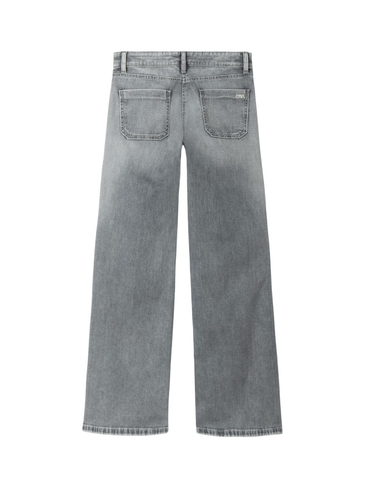 Lichtgrijze straight fit jeans met opgestikte zakken Amara Cambio 