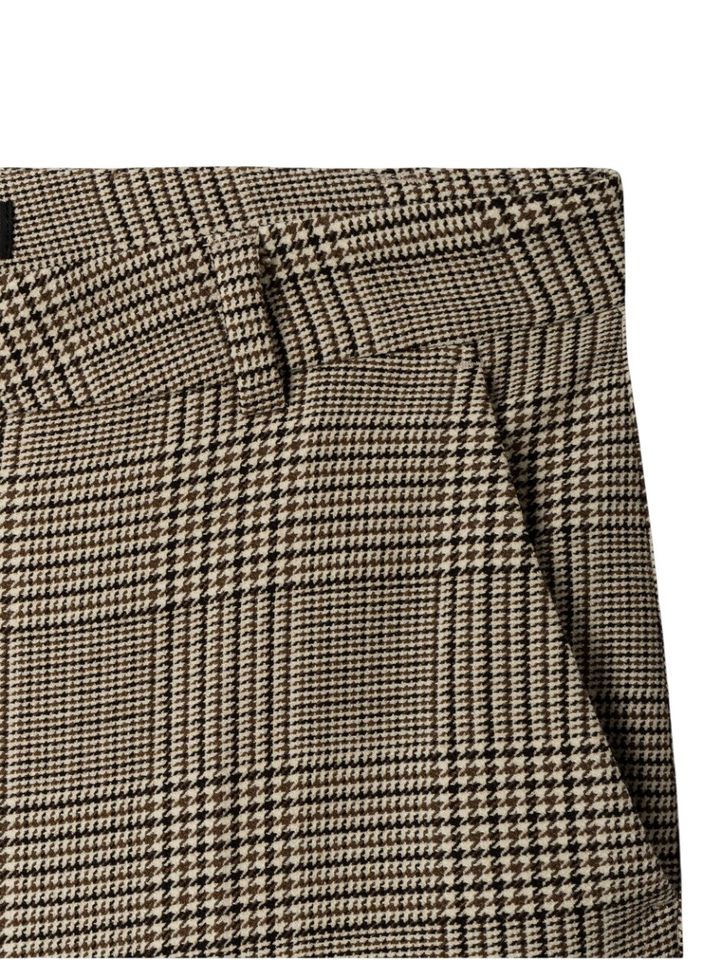 Beige broek met rechte pijpen in ruit motief Alexis Cambio