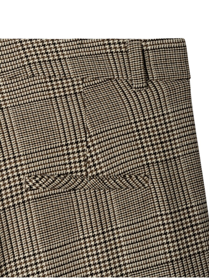 Beige broek met rechte pijpen in ruit motief Alexis Cambio