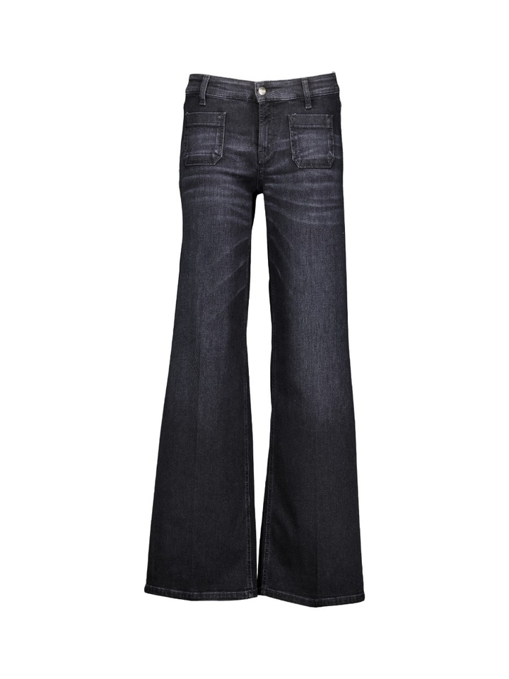 Modern dark straight jeans met kleine zakken vooraan Amara Cambio