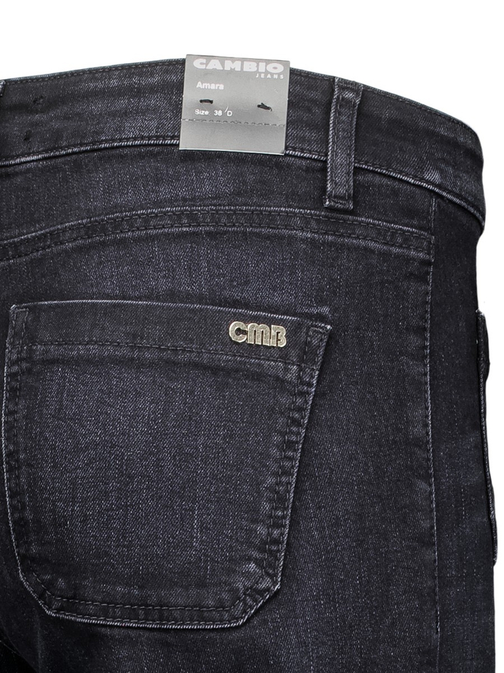 Modern dark straight jeans met kleine zakken vooraan Amara Cambio