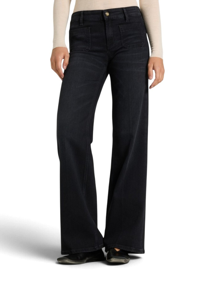Modern dark straight jeans met kleine zakken vooraan Amara Cambio 