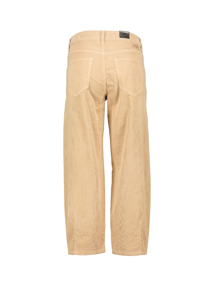 Beige ribfluwelen barrel broek Elin Cambio