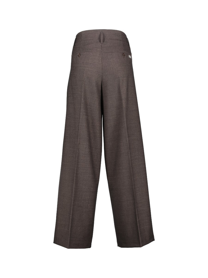 Chocolate melange broek met bandplooi Addison Cambio