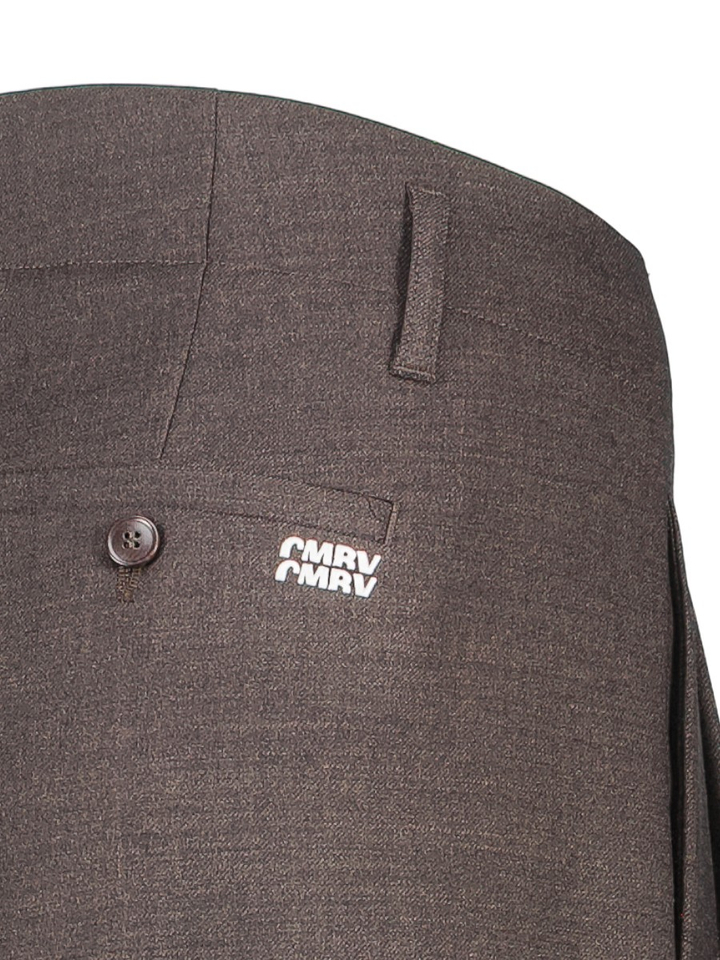 Chocolate melange broek met bandplooi Addison Cambio