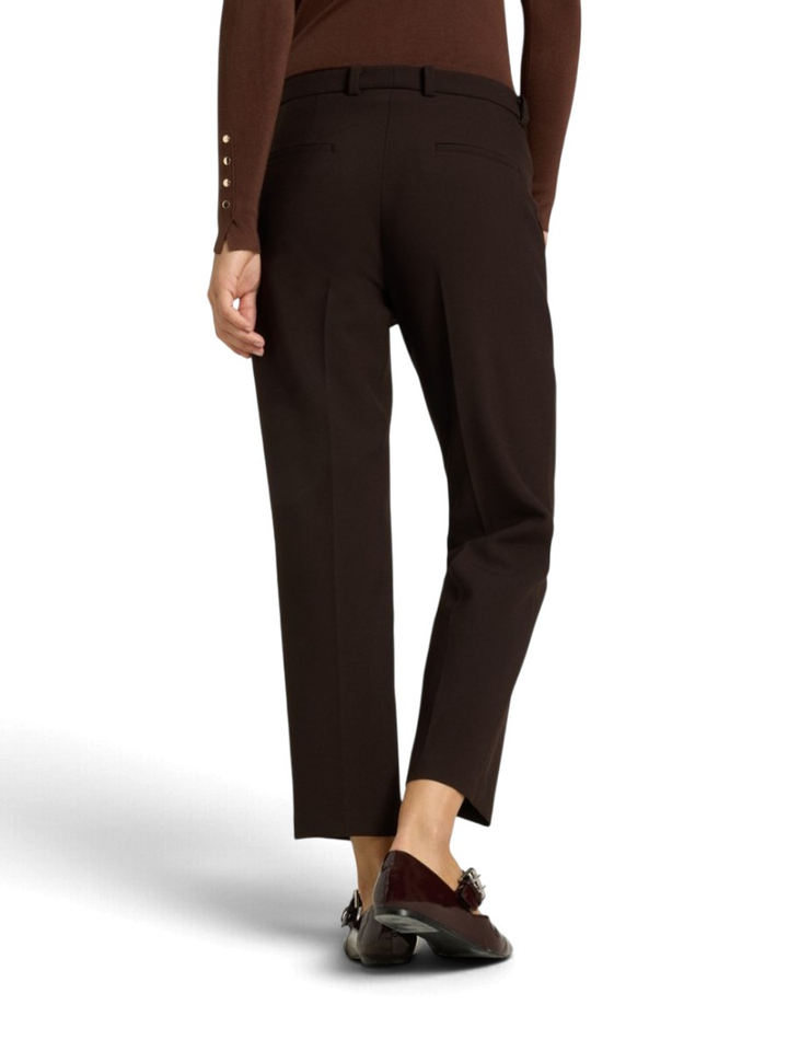 Donkerbruine geklede broek met bandplooien Cambio