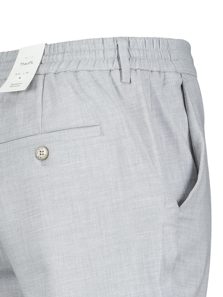 Grijze casual broek met elastiek achteraan Theo Plain 