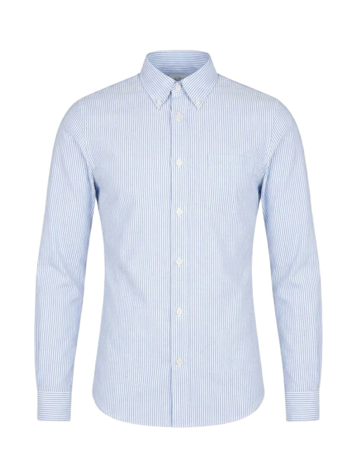 Wit katoenen hemd (regular fit) met blauwe strepen en lange mouwen A.P.C