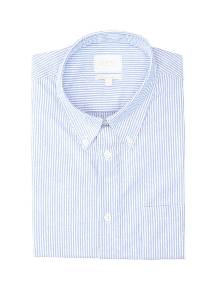 Wit katoenen hemd (regular fit) met blauwe strepen en lange mouwen A.P.C