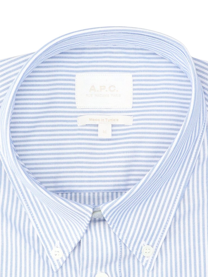 Wit katoenen hemd (regular fit) met blauwe strepen en lange mouwen A.P.C