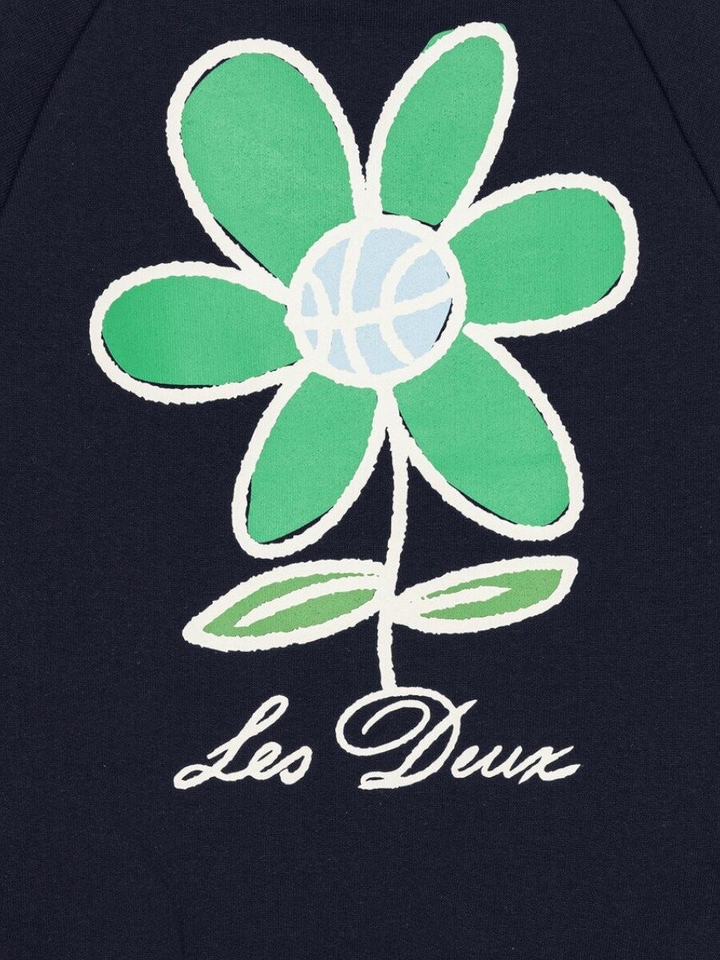 Donkerblauwe sweater met bloem Les Deux