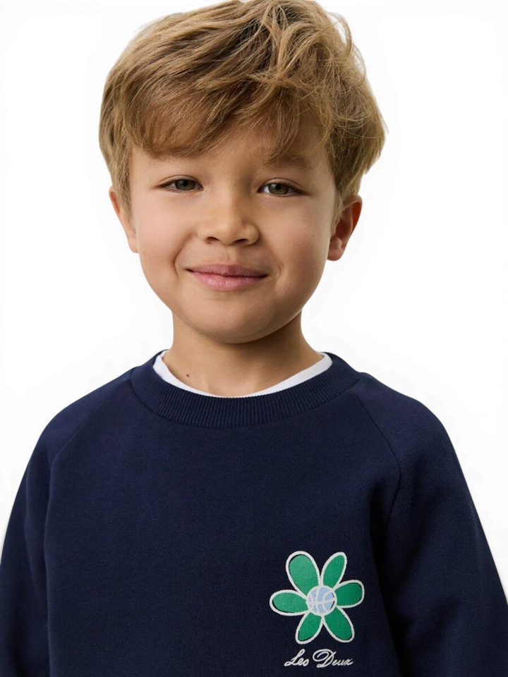 Donkerblauwe sweater met bloem Les Deux