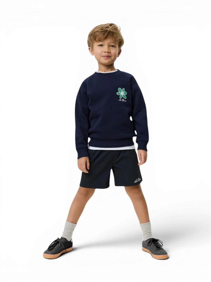 Donkerblauwe sweater met bloem Les Deux