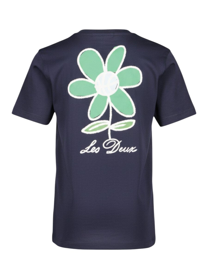 Donkerblauwe T-shirt met opdruk Les Deux 