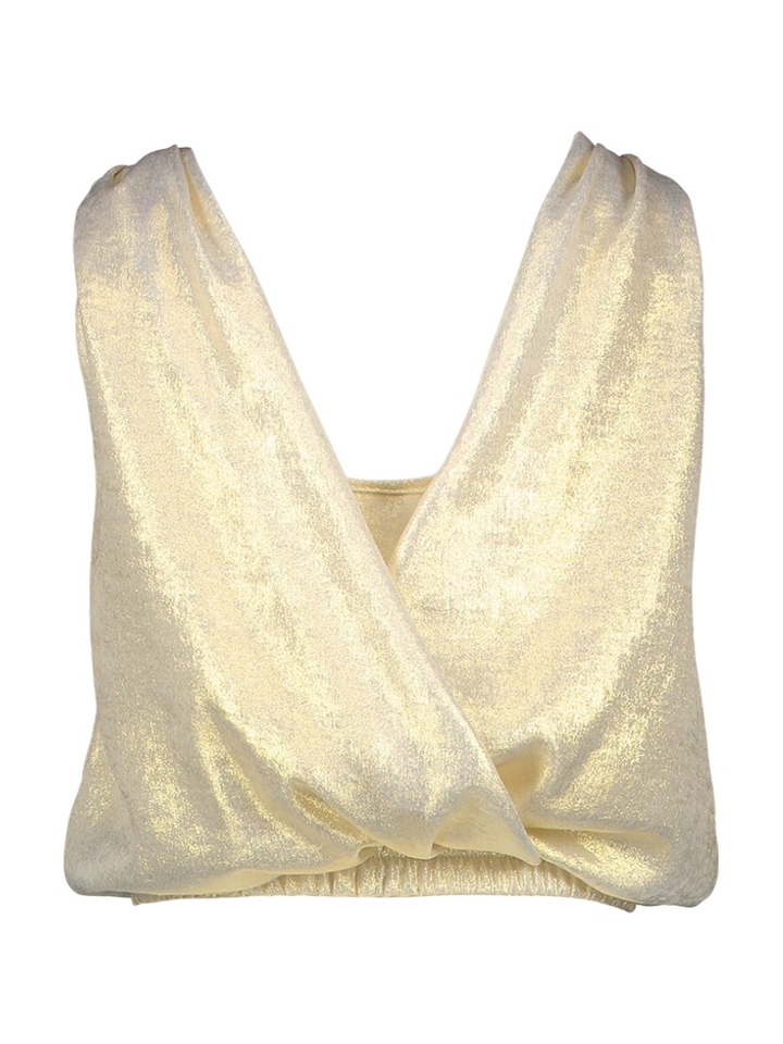 Goud kleurige top met ronde hals Diamante Blu