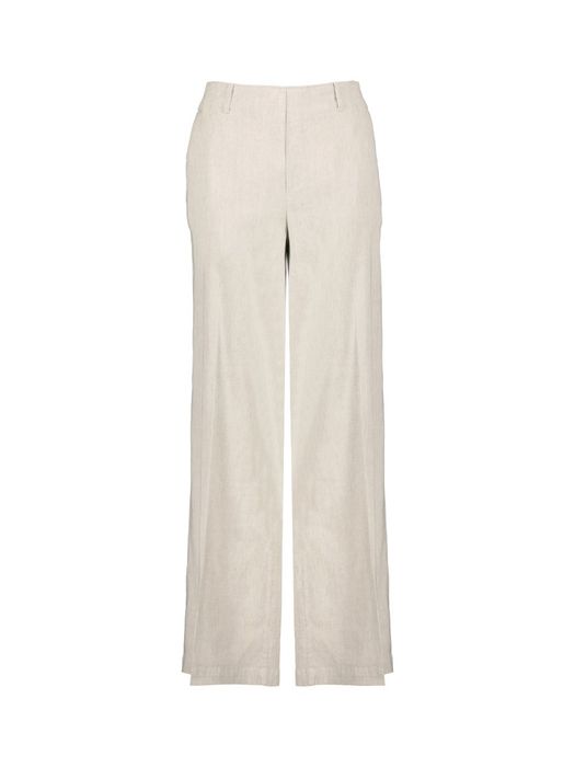 Beige linnen wijde broek met elastiek Mara Wide Leg Rosner