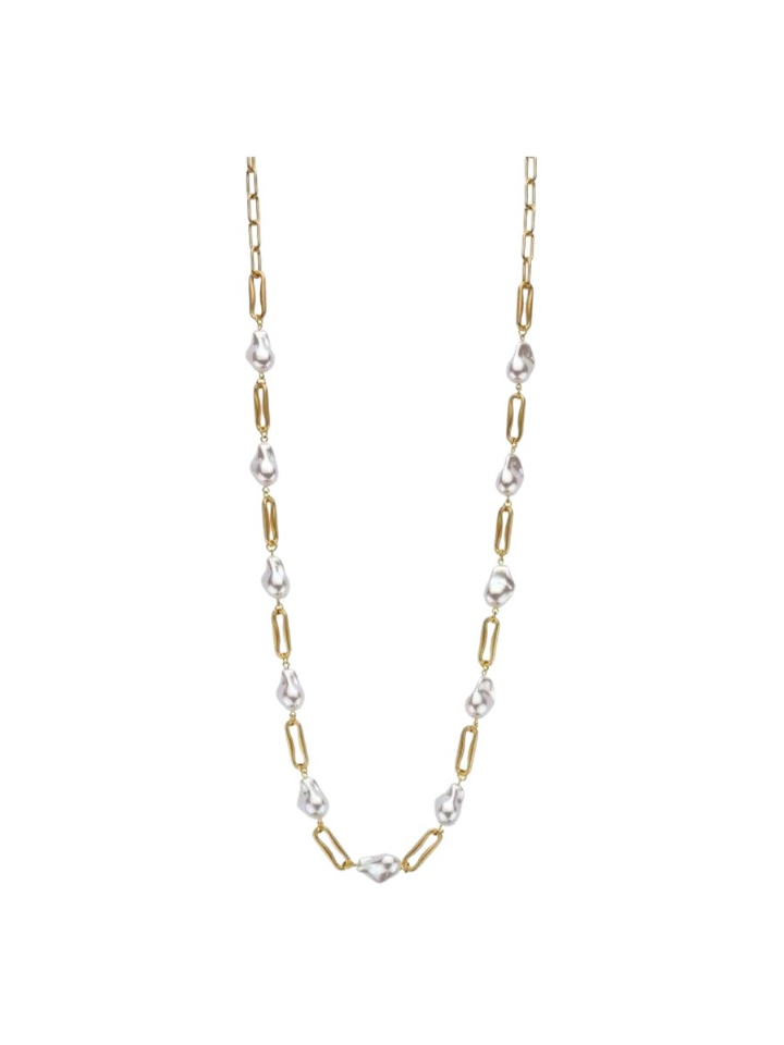 Gouden witte ketting Damon lang Les Cordes