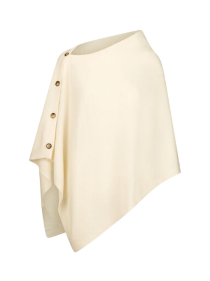 Ecru poncho in wol met knoopjes PONCHO 02  Les Cordes 