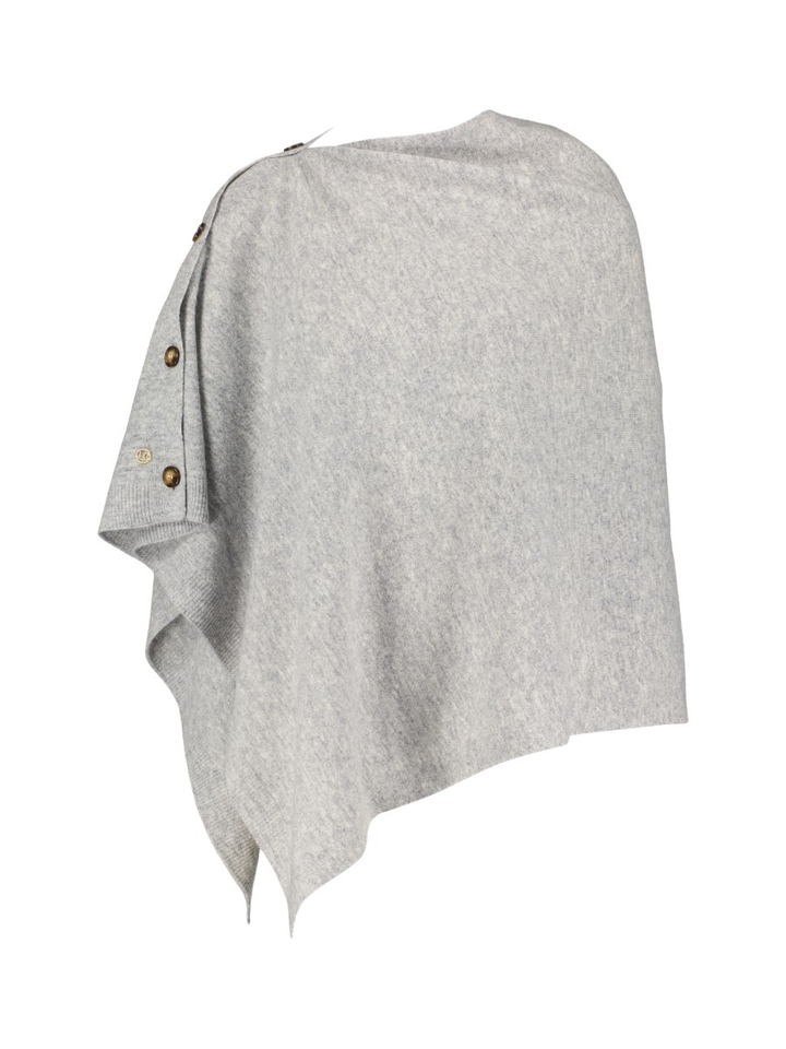 Lichtgrijze poncho met knopen Les Cordes