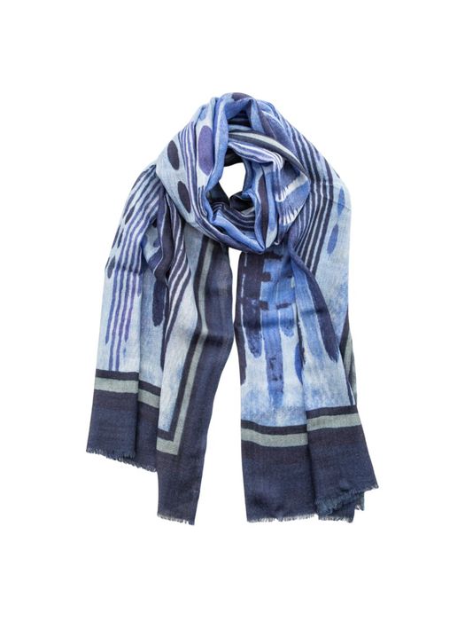 Blauwe sjaal met print Les Cordes
