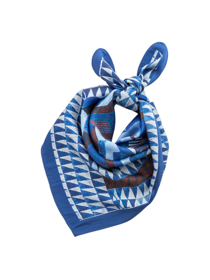 Blauwe sjaal met print Les Cordes