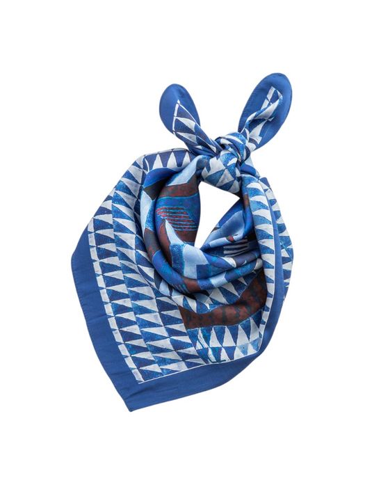Blauwe sjaal met print Les Cordes