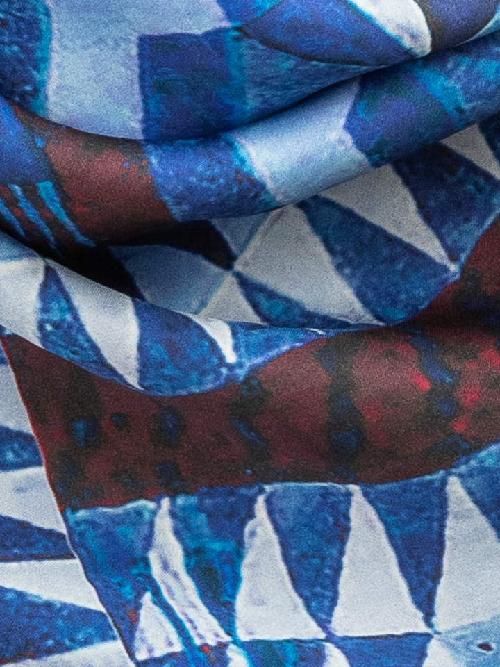 Blauwe sjaal met print Les Cordes