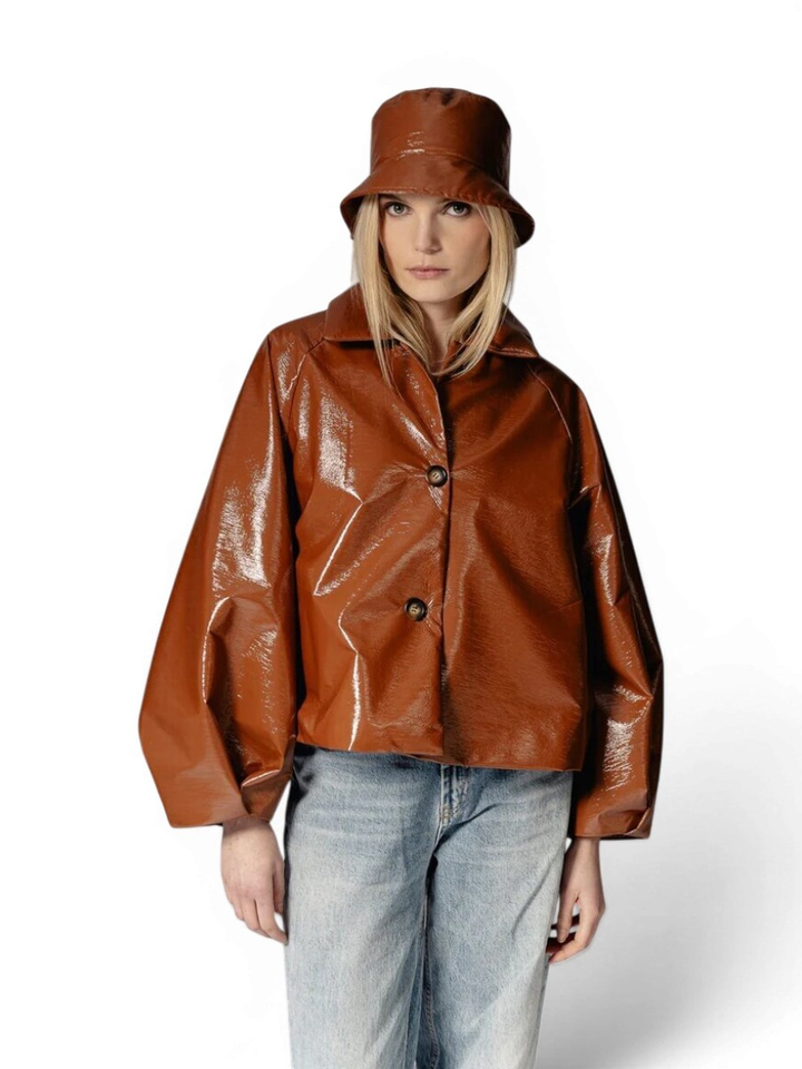 Camelkleurige jas lederlook Ciel Mon Frac
