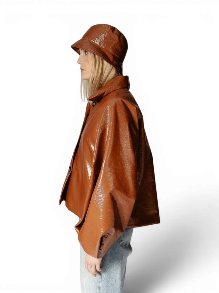 Camelkleurige jas lederlook Ciel Mon Frac