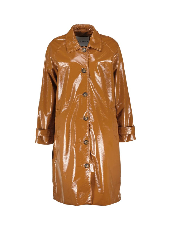 Cognac gevoerde kleurige mantel in lederlook Nuage Mon Frac