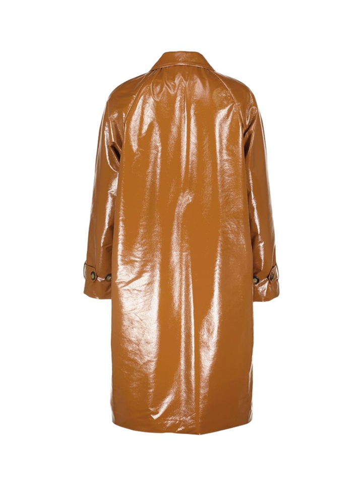 Cognac gevoerde kleurige mantel in lederlook Nuage Mon Frac