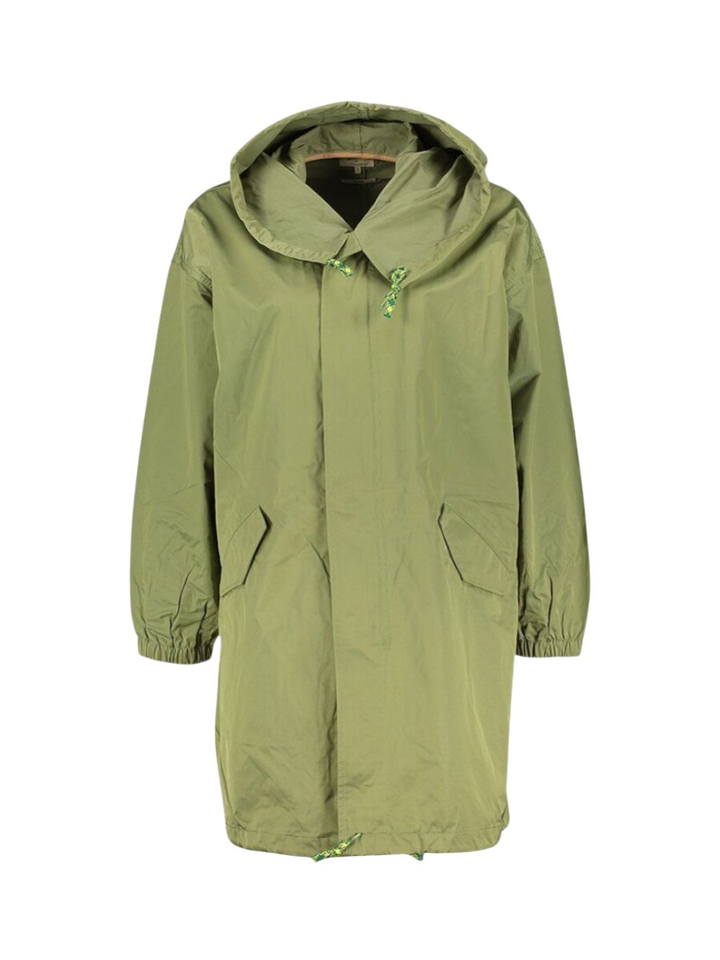 Kaki thym kleurige regenjas met kap Laos Bellerose 