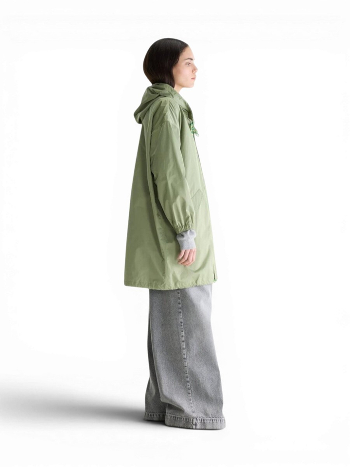 Kaki thym kleurige regenjas met kap Laos Bellerose 