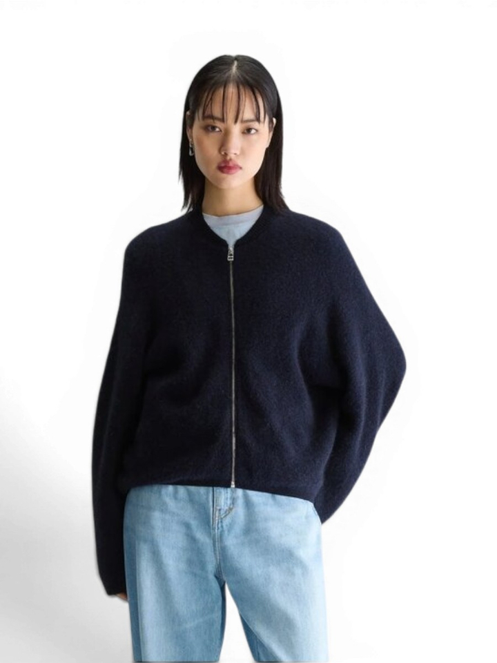 Blauwe losse trui met wol en alpaca Bellerose 