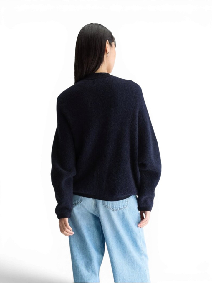 Blauwe losse trui met wol en alpaca Bellerose 