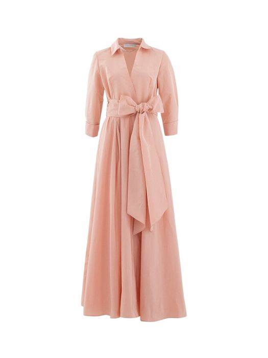 Roze lang kleed met strik detail Carla Ruiz