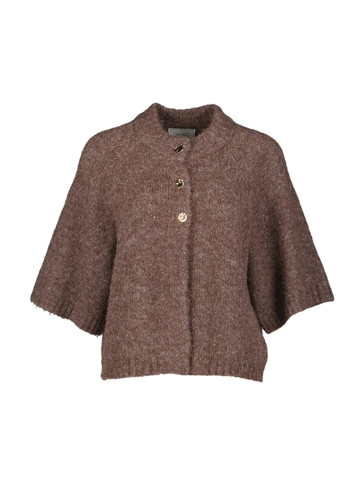 Bruine cardigan met gouden knopen Benuta Neo Noir