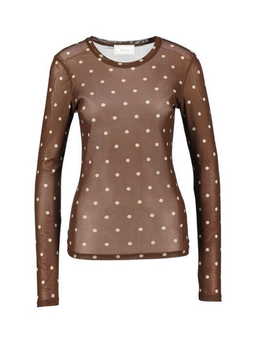 Bruine t-shirt met bolletjes print Ella Neo Noir
