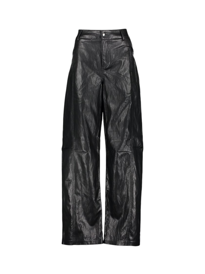 Zwarte losvallende broek in lederlook Gitt Co'Couture 