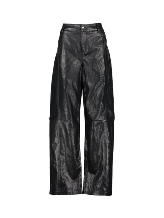 Zwarte losvallende broek in lederlook Gitt Co'Couture