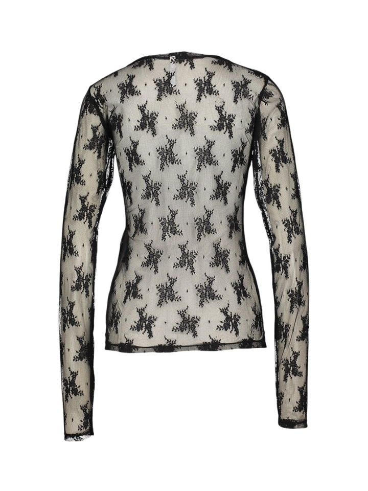Zwarte t-shirt met lange mouwen in kant Imperial 